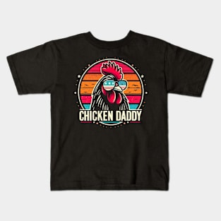 Vintage Chicken Daddy sunglasses usa flag : Funny Poultry Farmer Mens Fathers Day gift for dad Kids T-Shirt